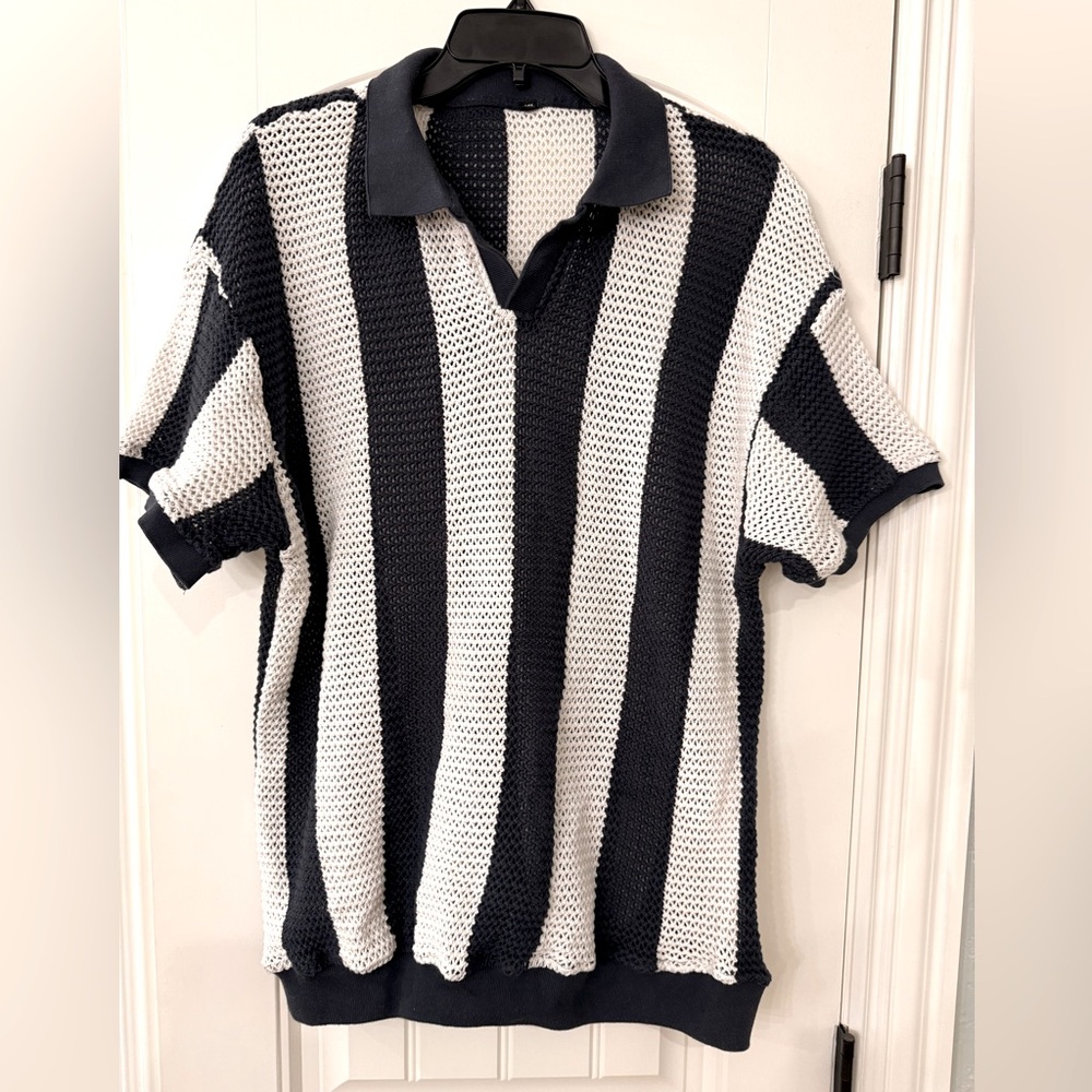 Navy and White Knit Shirt - 2XL